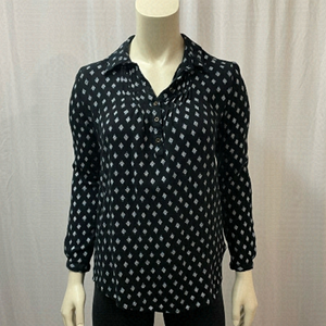 MUDD Long Sleeve Blouse, Navy Blue w White, Size Small